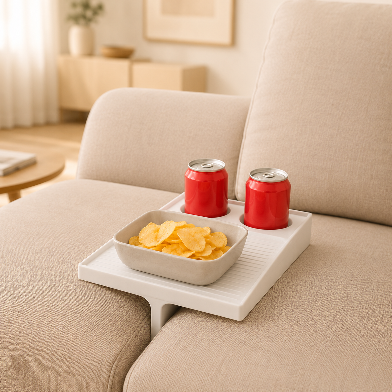 Bandeja de Sofá con Porta Vasos