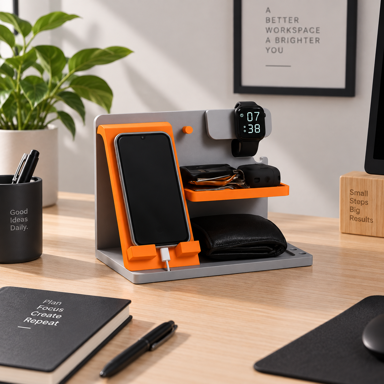 Organizador de Escritorio para Celular y Smartwatch