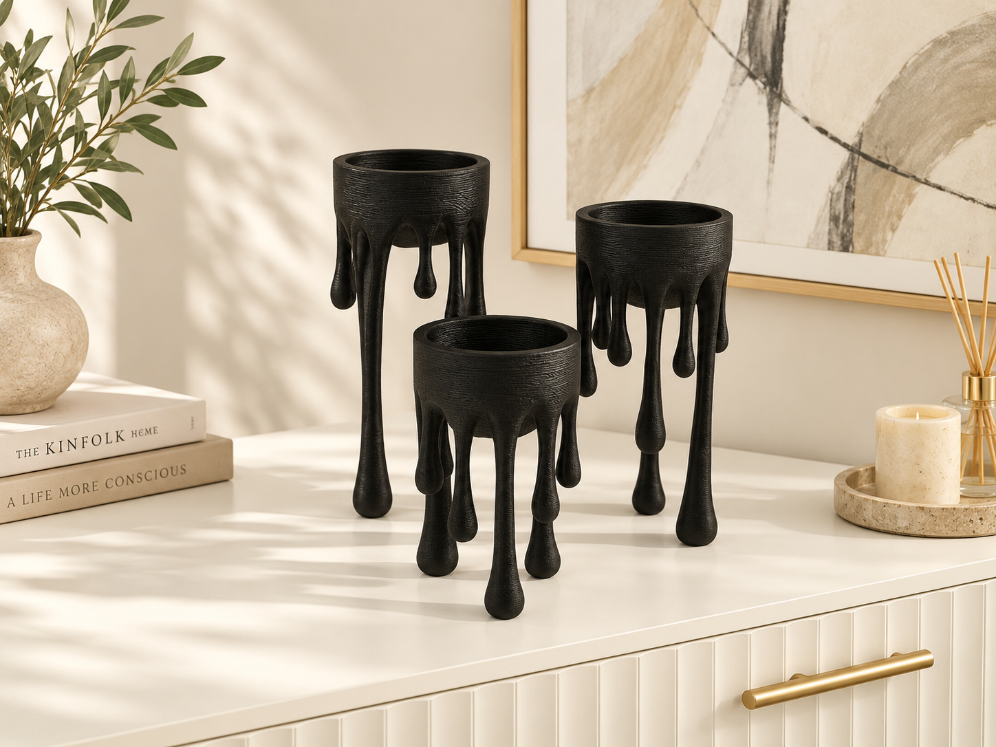 Set de 3 Candeleros Goteo